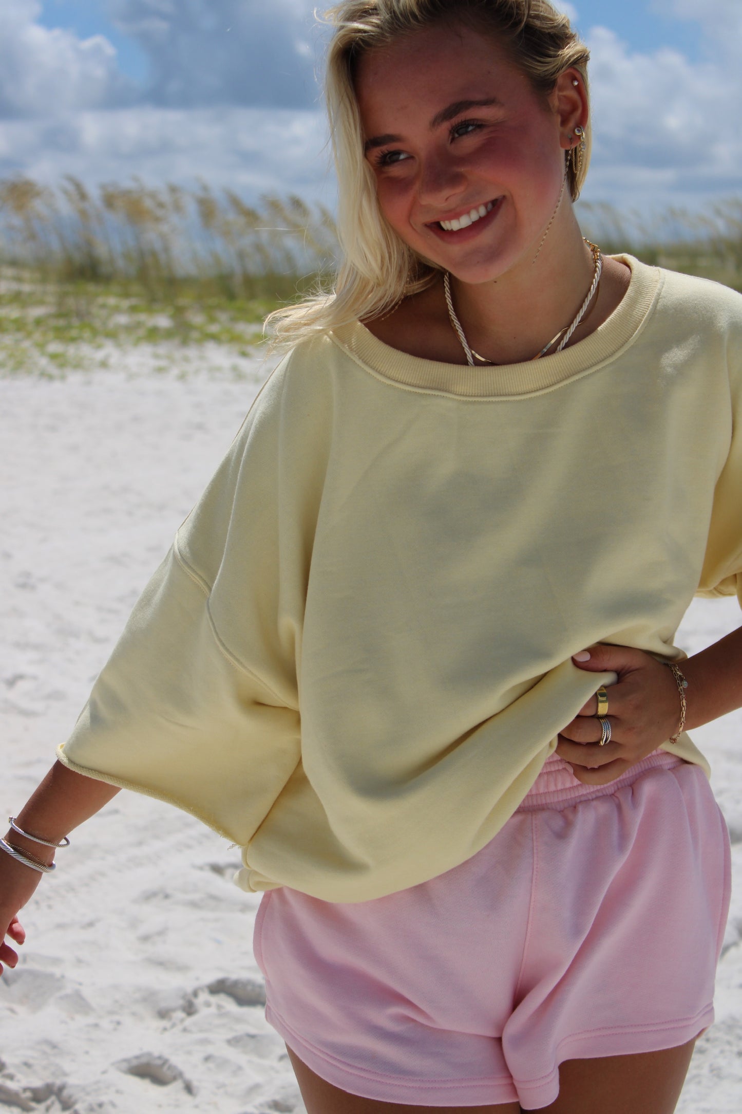 Lemon Crop Sleeve Crew