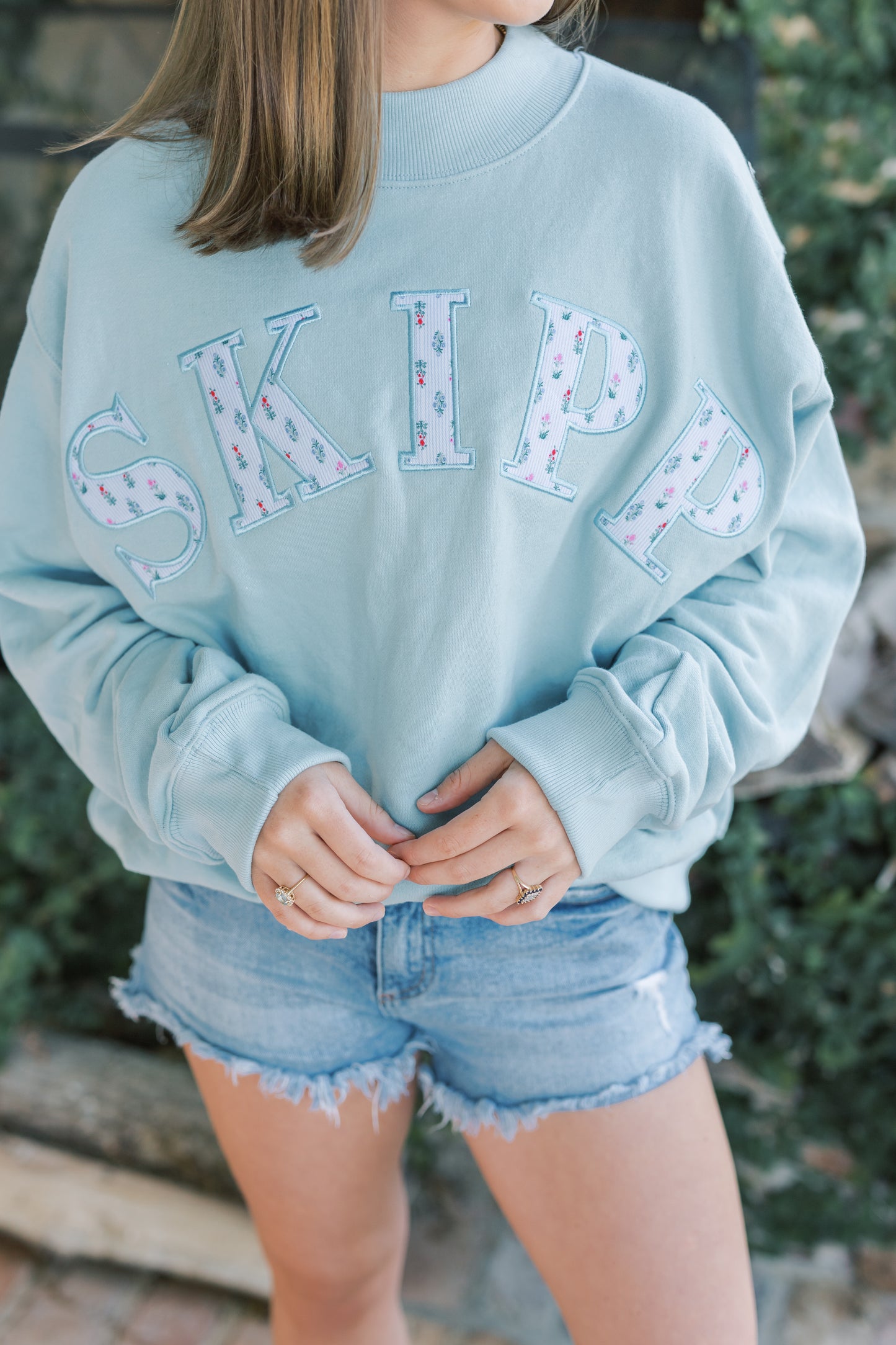 Classic Mockneck in Blue Floral