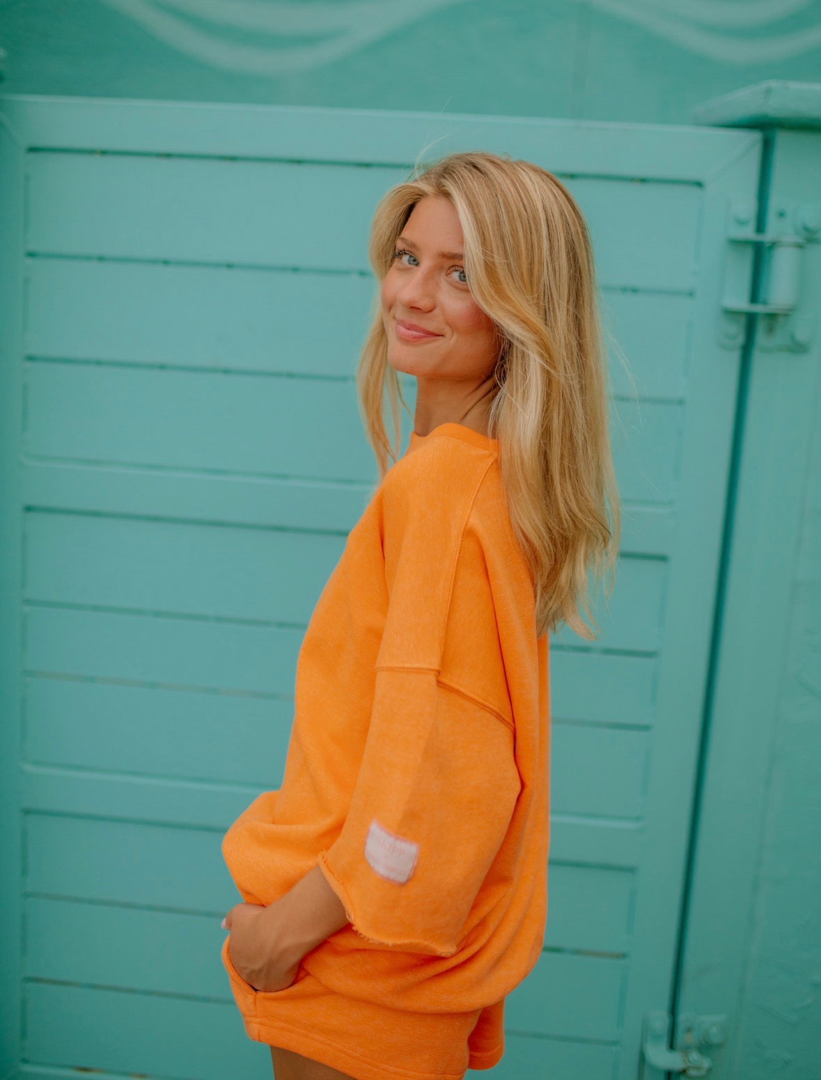 Orange Oversized Crop Crew