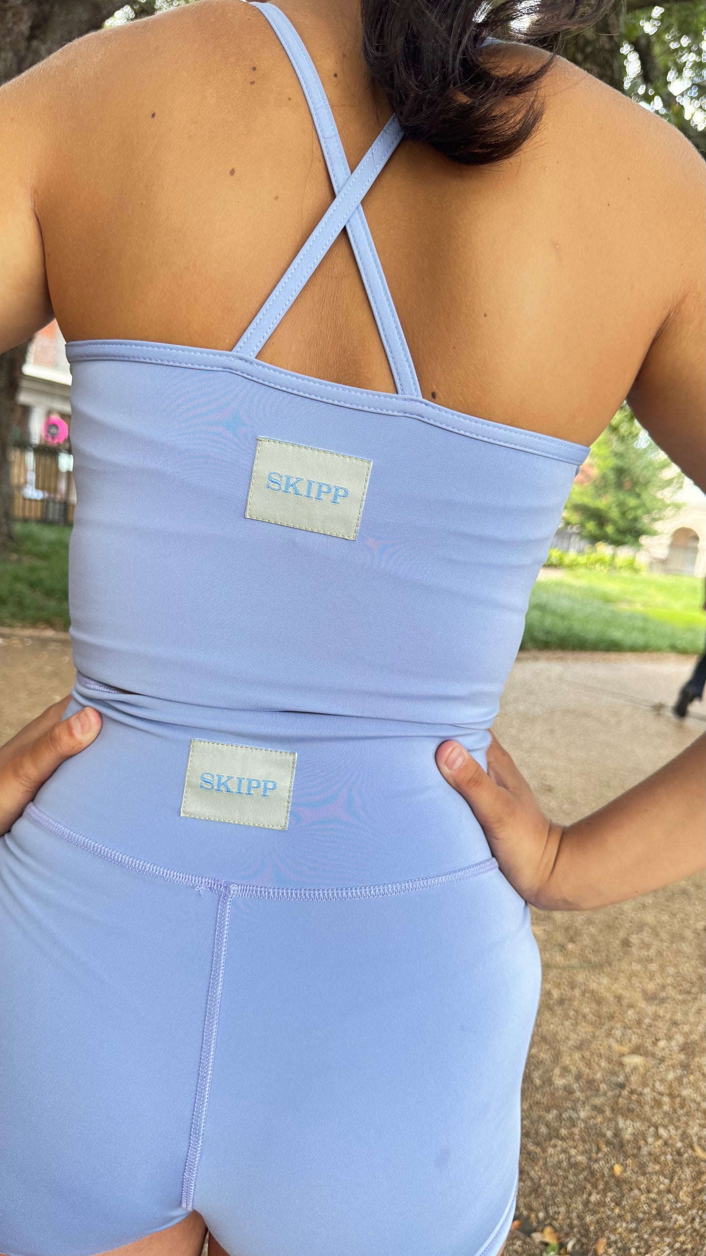 Blue Biker Short & Tank Set