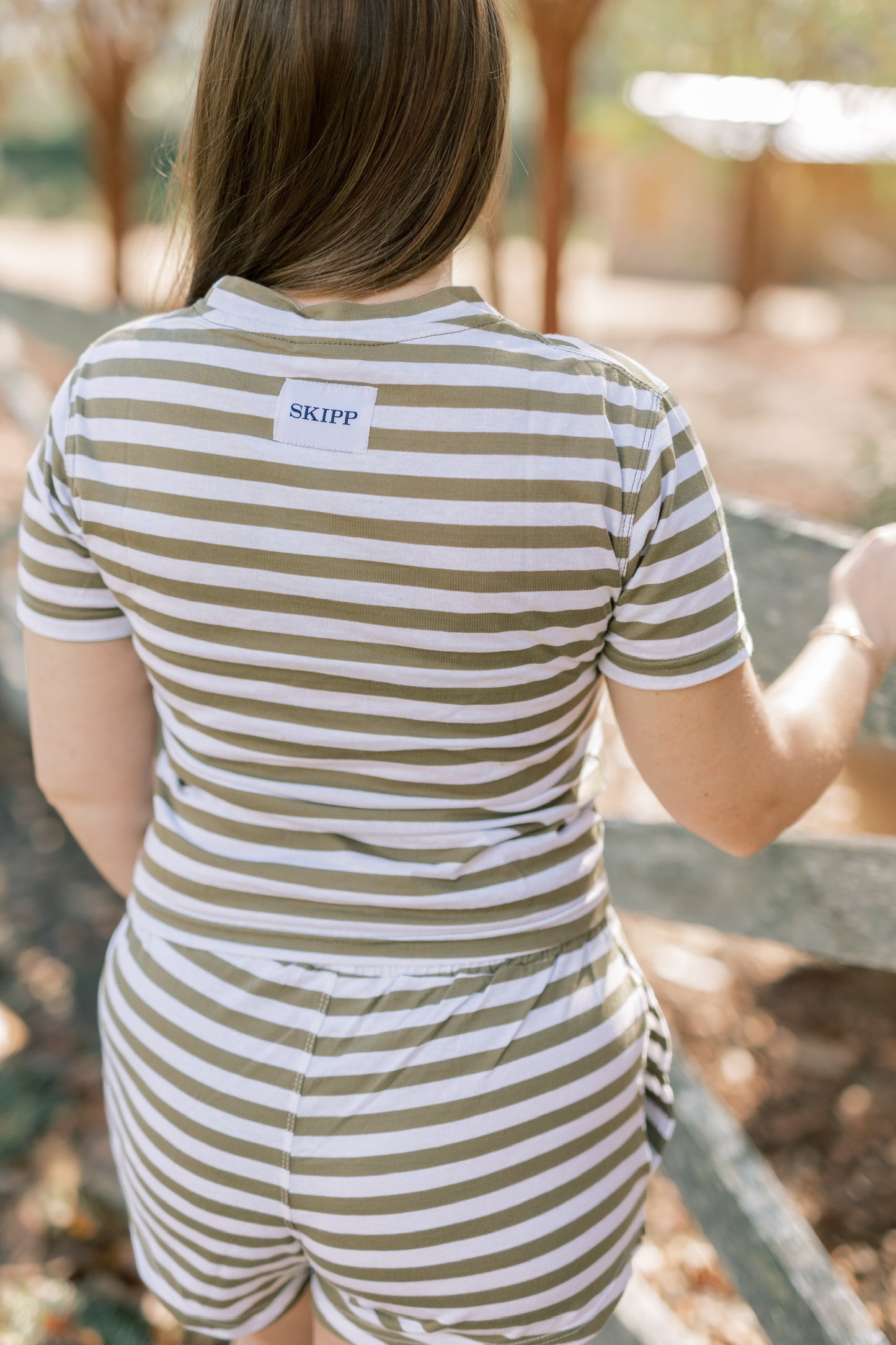 Olive Stripe Baby Tee
