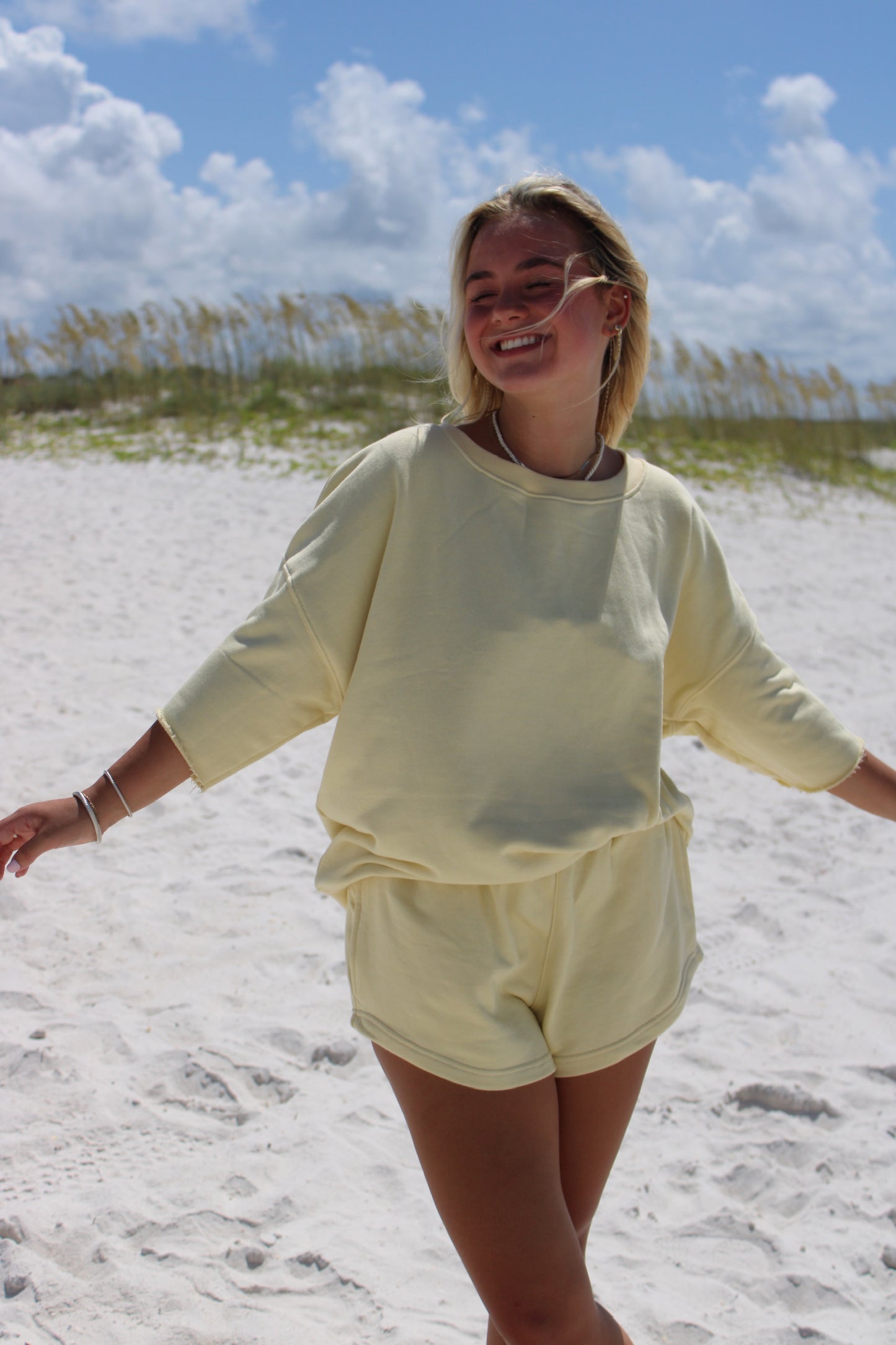 Lemon Crop Sleeve Crew