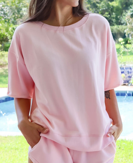 Oversized Crop Crew in Pink Lemonade