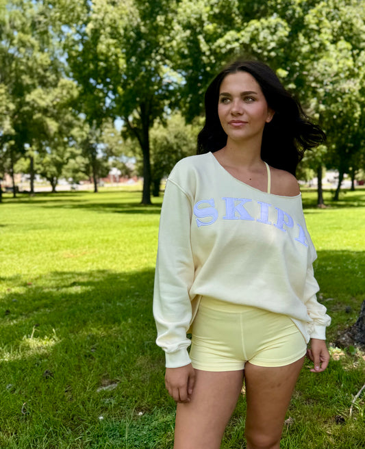 Butter yellow one shoulder sweatshirt