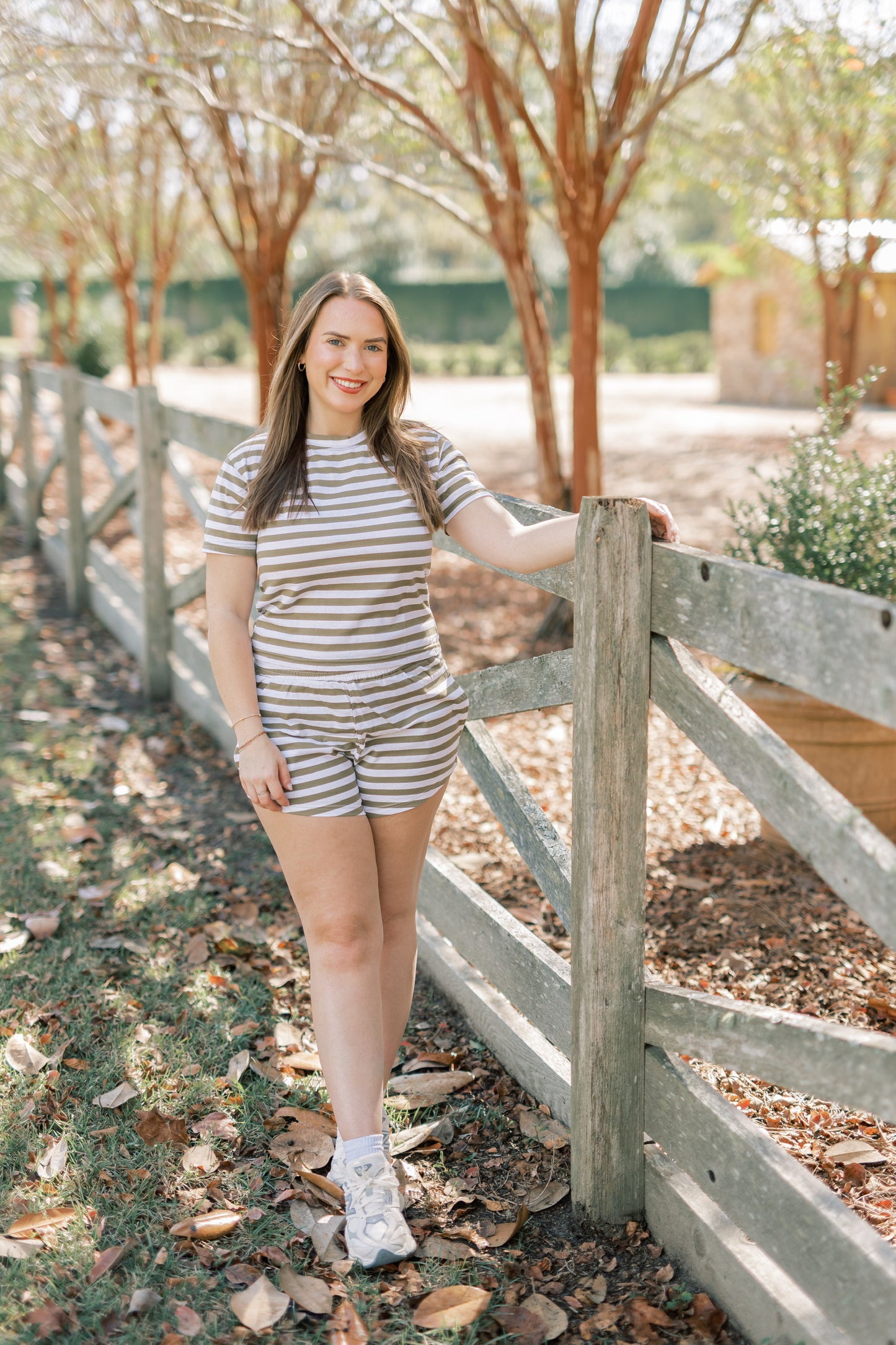 Olive Stripe Shorts