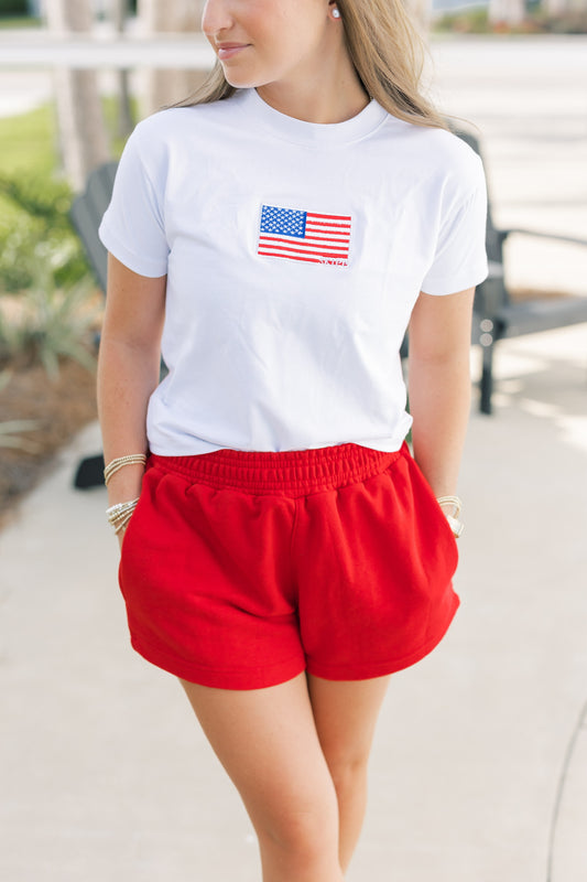 American Flag Tee in White