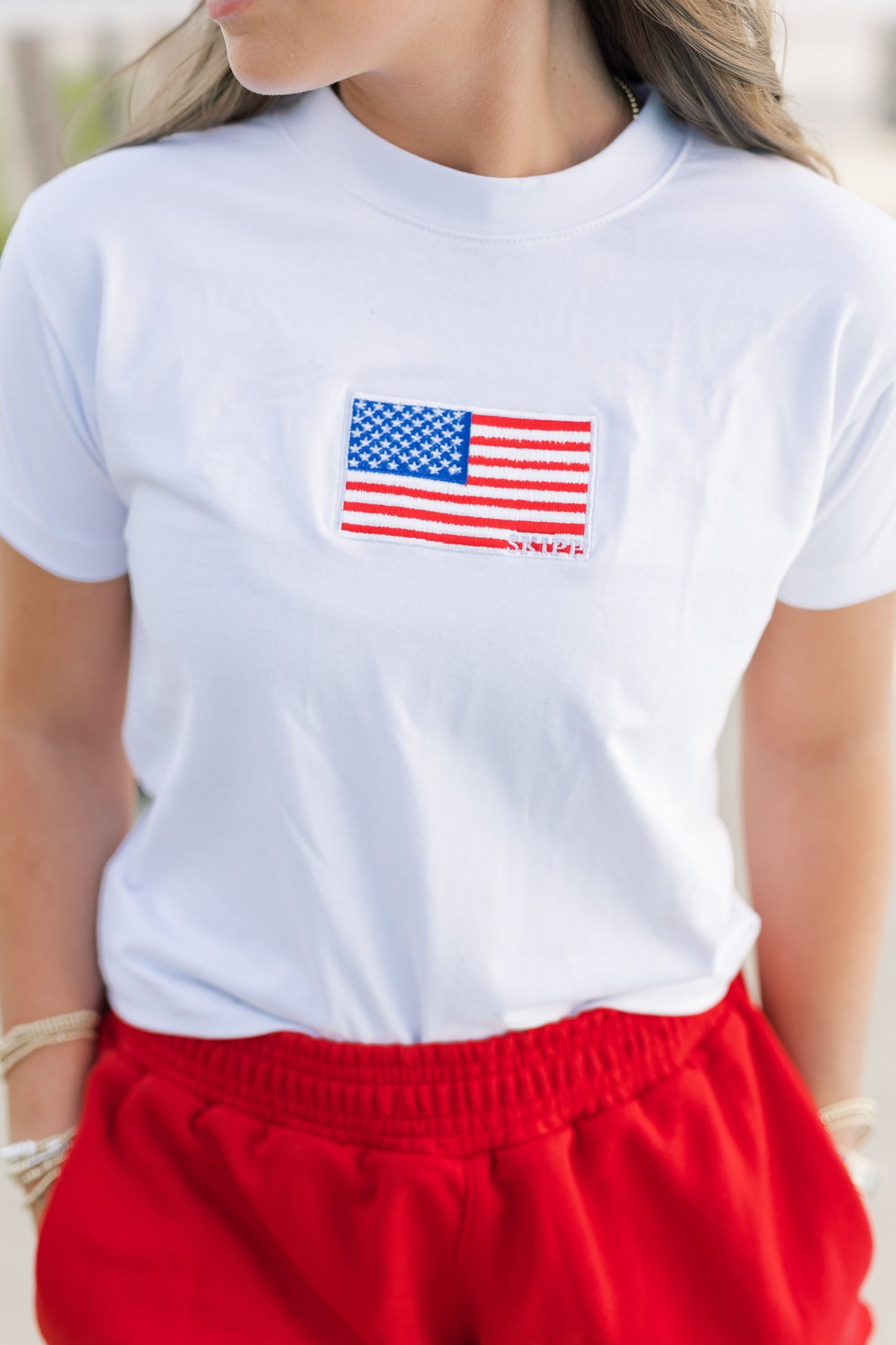 American Flag Tee in White