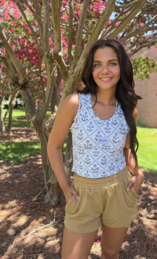 Purple Flower Spandex blend tank