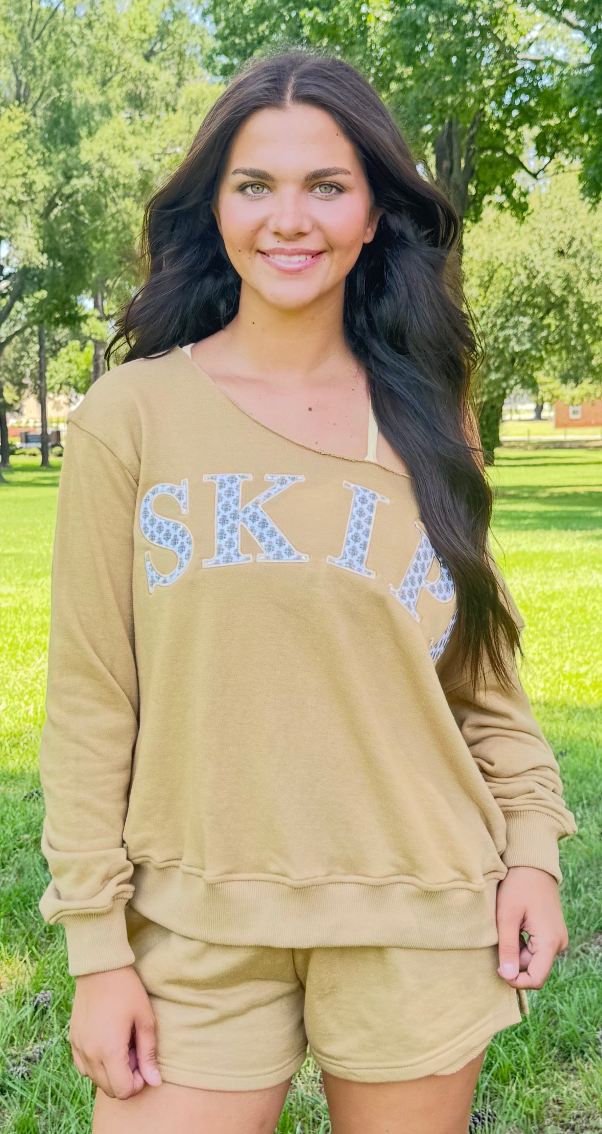 Olive green one shoulder sweatshirt