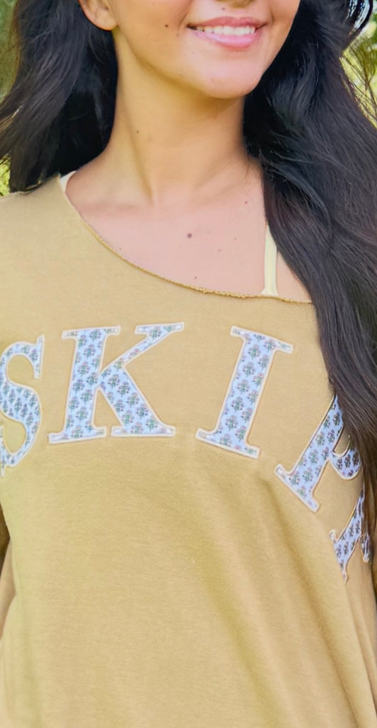 Olive green one shoulder sweatshirt