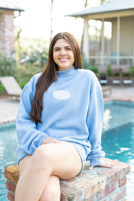 High Neck Sweatshirt in Blue