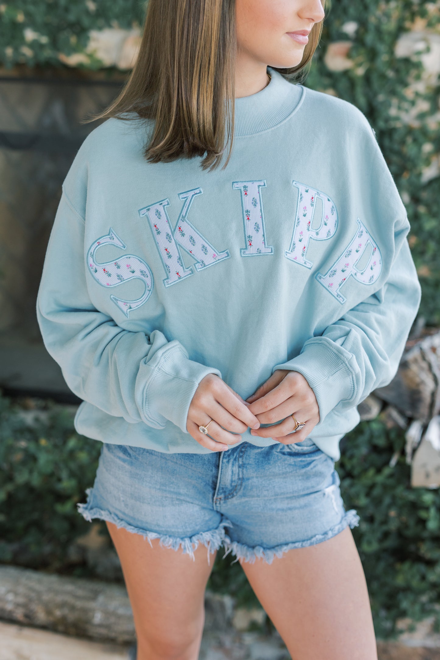 Classic Mockneck in Blue Floral
