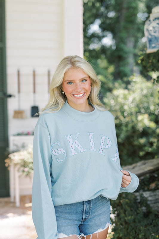 Classic Mockneck in Blue Floral